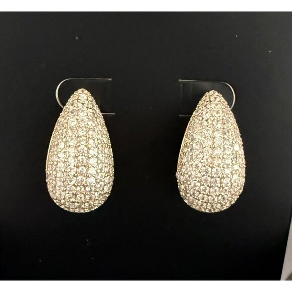 Jewels by Sunaina Narina Stud Earrings Gold CZ Teardrop Statement - Picture 6 of 12